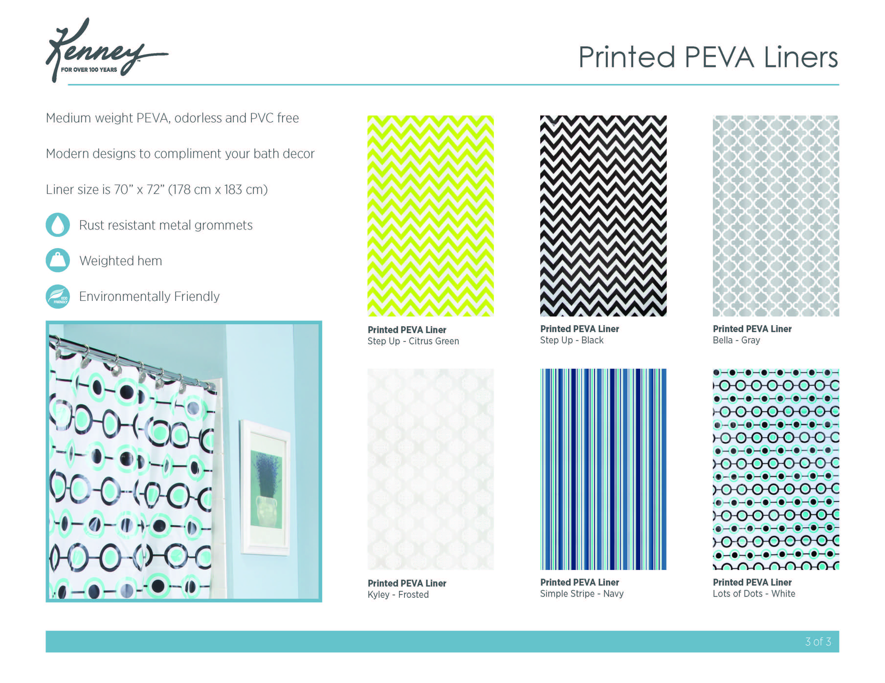 Printed PEVA Shower Liners